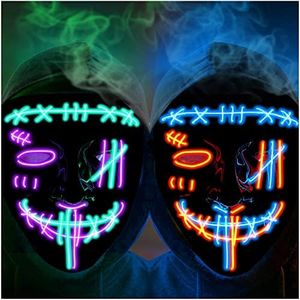 LIZHOUMIL LED Light Up Scary Mask - 2 Pack Purge Masks with 3 Lighting Modes for Halloween Cosplay Costume