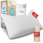 YBBY Shredded Memory Foam Pillow with 2 Pillow Cases – Queen Size Patented Design Crescent Pillow for Neck Support –Cervical Pillow for Neck Pain Includes Satin Pillowcase, Extra Shredded Memory Foam