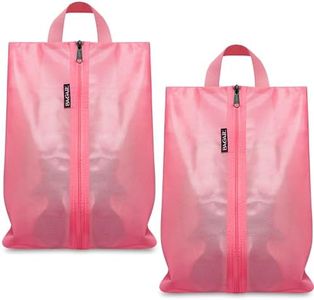 Bagail Shoe Bags for Travel,2 Set Shoe Bag for Storage in Closet,Transparent Shoe Packing Organizers with YKK Zipper (L 17"x10"x5", Coral 2pcs)
