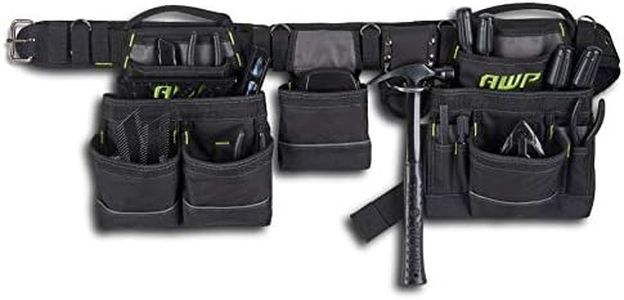 AWP Carpenter Tool Rig with Carry Handles, Premium Tool Belt, Air-Mesh Padded Belt Fits Waists Up to 50 Inches,Black