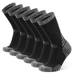 YOJOOM Mens Socks 9-12 6-9 Cushioned Work Socks Black Walking Socks for Men Crew Athletic Socks for Outdoor Hiking Trainer Running (9-12, Black 6 pairs)