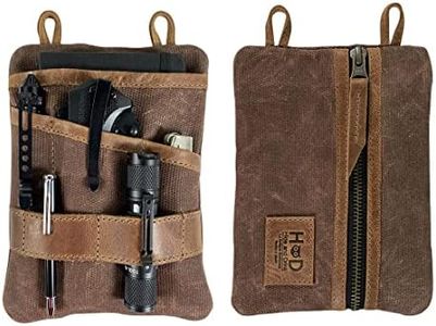 Hide & Drink, Multi-Tool Pocket Pouch XL, Compact Multipurpose EDC Zippered Bag, Mini Camping Tool Case, Knife Holster, Waxed Canvas, Handmade Slim Organizer, Honey Bourbon