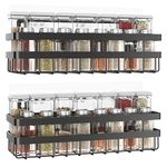 THENNIKIGO Spice Rack Wall Mount (2 Pack), Wall Spice Rack Organization Storage Shelf, Multi Use Hanging Spice Rack, Kitchen Shelves, Flexible Bathroom Home Organization,11.8″x4.8″x4.5″,Black