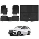 3W Floor Mats & Cargo Liner for Mercedes Benz GLE 2020-2024, TPE All Weather Custom Fit Floor Liner & Cargo Mats 1st &2nd Rows Car Mats & Trunk Liner, Black