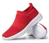 AFB Womens Shoes Sock Sneakers Lightweight Running Walking Shoes Casual Comfy, Red 7