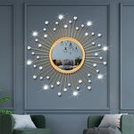 ZOOPEEN Gold Sunburst Wall Mirrors Decor for Living Room Bedroom Large Big Round Mirrors for Home House Decorative Modern Circle Hanging Starburst Wall-Mounted Mirror for Fireplace Decorations 20 Inch