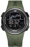 V2A Resin Digital 5Atm Waterproof Sports Watch For Men With Stopwatch, Backlight And Alarm | Dial Size - 47 Mm (Military Green), Black Band