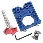 Heyu-Lotus Hinge Hole Drill Guide Sets, Included 35mm Hinge Hole Drilling Jig & 35mm Forstner Bit, Concealed Boring Jig Hole Cutter for Cabinet Hinges Mounting Plates