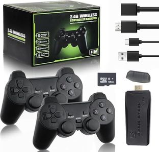 Retro Wireless Gaming Console with Plug and Play Buttons for Video Games, HD Classic Game Stick 64G, 9 Built-in Emulators and Over 20,000 Games and Two Wireless 2.4G Controllers