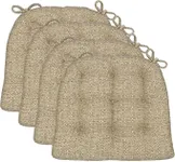 Barnett Home Decor Dining Chair Cushions with Ties, 16.5 x 18, Pack of 4 – Brisbane Camel Tweed – Stain-Resistant Performance Fabric, Latex Foam Fill, Made in USA
