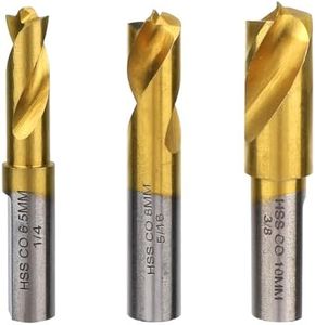 3pcs Spot Weld Drill Bit, High Speed Steel Welder Cobalt Spot Weld Cutter Titanium Coated Welding Remover Tools Equipment Accessories Available in 1/4in 6.5mm, 5/16in 8mm, 3/8in 10mm