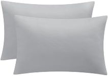 Aisbo Pillowcases 2 Pack - Light Grey Standard Pillow Case Set of 2, Soft Pair of Microfiber Plain Pillow Cover 50x75 cm with Envelope Closure