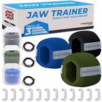 VORSPRUNG®Jaw Exerciser, Trainer to Achieve a Sharper Jawline with Three Levels of Resistance - Jaw Trainer for an Enhanced Facial Definition - Pack of 3 with FREE Biting Strips & 3 Necklaces