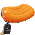 Funesla Camping Pillow for Adults Kids, Inflatable Pillow for Camping, Anti-Slip Compact Inflatable Travel Pillows Ultralight Blow Up Pillows for Fishing, Backpacking, Beach-Ultra 2.0 Orange