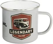 BRISA VW Collection - Volkswagen Large Enamel Coffee-Tea Mug Cup for Camping & Outdoor T1 Bus Campervan (500 ml/16.9 fl oz/Legendary/Gray)