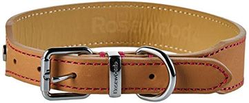 Rosewood Luxury Leather Dog Collar, 18 - 22-inch, Tan