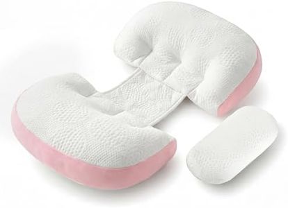 Frido Maternity Pillow Plus, Adjustable Pregnancy Pillow for Side Sleeping, D-Shaped Belly & Back Support Wedges, Comfortable Sleep Through Every Trimester, Washable Cover, Baby Pink