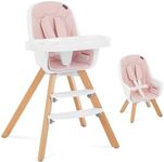 Evolur Zoodle 3 in 1 Convertible Baby High Chair in Pink, Easy to Clean, Adjustable and Removable Tray, Compact and Portable High Chair, Foldable High Chair with Adjustable Footrest