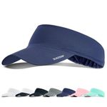 Sukeen Sun Visor Cap, Cooling Stretchy Visor with Sweatband Adjustable Baseball Cap Sun Protection Unisex Cool Visor Hat Instant Cooling Vizor Cap for Golf Tennis(55-60cm) Navy Blue