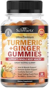 Turmeric Curcumin with Ginger Gummies - Natural Extra Strength Joint Support Supplement, Delicious Peach Flavor Ultra High Absorption Turmeric Supplement Non-GMO, Gluten Free 120 Count