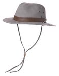 Comhats UPF 50 Cotton Safari Fedora Aussie Hat Men, Womens UV Protection Sun Hat for Fishing Hiking Walking, Summer Bush Hat, Wide Brim Travel Adventurer Hat, Grey L