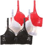 3 Pack Lace Bras for Women Push Up Bra with Underwire Adjustable Straps Support Ultra Thin Ladies Bras Soft Breathable Underwear Full Coverage Women's Everyday Bras Plus Size Women Sports Bras