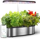 Smart Hydroponics Growing System, LetPot 12 Pods Indoor Garden, 24W Light, App&WiFi Control, Water Shortage Remind, 20" Adjustable Rod, 5.5L Tank, Herb Garden for Home Kitchen, Stainless Steel