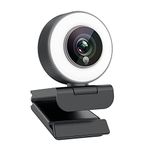 Streaming 1080P Webcam,Web Cam with Adjustable Ring Fill Light/Fast autofocus Web Camera for Gamer Facebook YouTube Streamer Compatible with Windows 10 Skype Mac