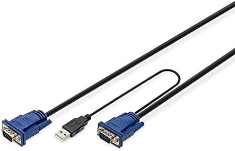 Digitus DS-19231 cable para video, teclado y ratón (kvm) Negro 1,8 m - Switch KVM (USB, PS/2, PS/2, VGA, Negro, 1,8 m)