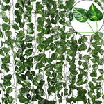 Tdas Artificial Ivy Garlands Leaves Greenery Hanging Vine Creeper Plants for Home Decor Door Wall Balcony Decoration Party Festival Craft, Contain 80 Leaves -Each String 6.7 ft (Pack of 12 Strings)