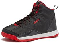 AND1 Showout Girls & Boys Basketball Shoes Kids, Boys High Top Sneakers- Black/Red/White, 7 Big Kid