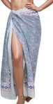 100% Cotton Indian Hand Block Print Blue Sarong Wraps for Women - Swim Cover Up for Women & Coverups for Bathing Suits (Teal Blue 1)