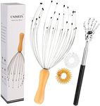 UNIMEIX 4 Pack Head Scratcher Scalp Massager with Finger Massager Rings and Extendable Back Scratcher, 28 Fingers Scalp Massagers Set for Deep Relaxation and Stress Relief