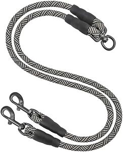 Mycicy Double Dog Leash Coupler, Tandem Leash for Two Dogs, No Tangle 360° Swivel Rotation Dual Strong Dog Leash Splitter, for Large Medium Small Dogs (33 inch- Large) Black