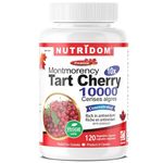 Nutridom Montmorency Tart cherry Extract Capsules, 10x Concentrate, 500 mg (5,000 mg QCE), Provides Source of Antioxidant, Non-GMO, Vegan, Gluten-free, Dairy & Soy free (120 Veggie Capsules)