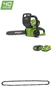 Greenworks Tools 20117UA Cordless Chain Saw with 2 Ah Battery and Charger, 40 V, Green, 30cm+Greenworks 30cm (12") Saw Chain Oregon - 29527