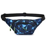 Gustave Waist Bag For Unisex, Waterproof Chest Bags Stylish Fanny Pack Lightweight Bum Bag With Adjustable Strap For Outdoor Sports Running Hiking (Geometric Blue)