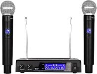 Adiohub Duel VHF Wireless Microphone System Dynamic Handheld Microphones,100 Ft Operating Ideal for Karaoke, Party, DJ, Church, Wedding, Indoor/Outdoor Activities (2 Hand Mic)