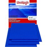 LitoMagic Stackable Baseplate Works with Lego, Kre-O and Other Regular Size Blocks. Sturdy Platform for Building Bricks and Display Table. Pack of 4 Large 10 x 10 Inches Blue Bases.