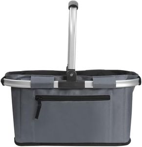 SIYUAN Picnic Basket with Handle 22L Collapsible Grocery Shopping Basket Portable Folding for Travel Camping Reuasble Market Bag, Grey