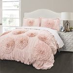 Lush Decor 16T000398 3 Piece Serena Comforter Set, Full/Queen, Pink Blush