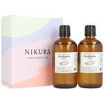 Nikura Eucalyptus Essential Oil - 200ml (2 x 100ml) | 100% Pure Natural Oils | Perfect for Aromatherapy, Diffuser, Shower, Bath | Great for Massage, Inhaling, Skin | Vegan & UK Made