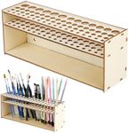 Paint Brush Holder, 67 Hole Citadel Paint Rack Wooden Paint Rack Artist Brush Holder Wall-mounted Multi Holes Pen Holder Desk Organizer for Paint brushes, Sketch Pens, Colored Pens, Makeup Brushes