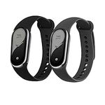 kwmobile Straps Compatible with Xiaomi Mi Band 8 / Mi Band 9 Straps - 2X Replacement Silicone Watch Bands - Black/Grey