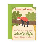 Central 23 Happy Retirement Card For Men - Leaving Cards For Colleagues - Retirement Red Panda - Good Luck Cards Coworker Dad Uncle Son Father In Law - Comes With Fun Stickers