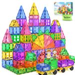 Soyee Magnetic Tiles 102pcs with 2 Cars 2 Dolls Magnet Building Blocks Kids Toys for 3+ Year Old Boys Girls STEM Sensory Educational Toys Birthday for Toddlers Kids