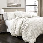 Lush Decor Décor Ravello Pintuck Comforter Set (5 Piece), King, White