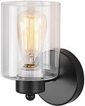 KENMI 1-Light Bathroom Black Vanity Light Matte Black Wall Sconce Vintage with Clear Glass Shade, Hallway Light Fixture Sconces Wall Lighting