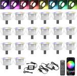 INDARUN RGBW WiFi Led Decking Lights Waterproof IP67 Ø45MM 12V - Led Plinth Light Kits for Terrace/Patio/Path/Wall/Garden/Decoration, 20 Packs