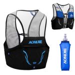 Azarxis Hydration Vest Pack 2.5L Trail Running Backpack Marathon Lightweight Outdoor Hiking Cycling Daypack (Blue & Black - with 500ml Soft Flask, M/L)